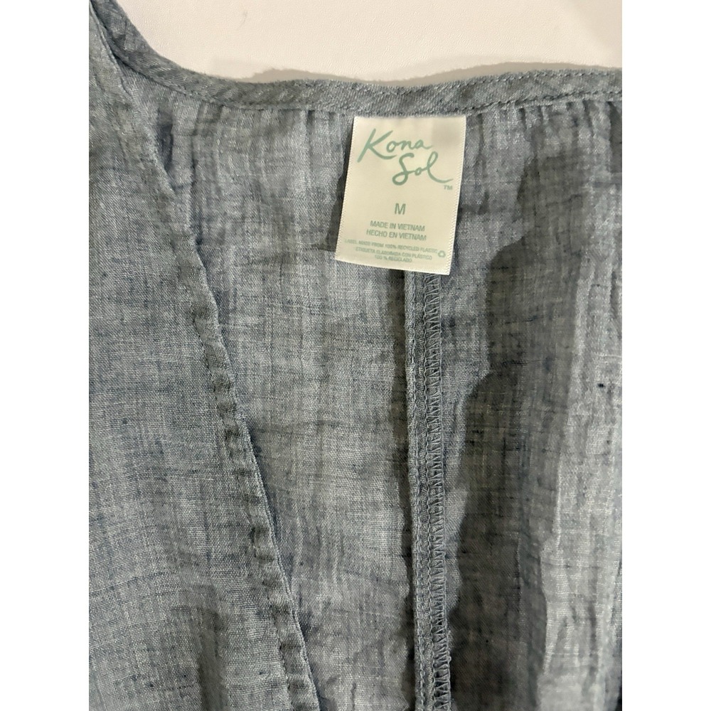 Chambray Dress Womens Tie-Front Midi Cover Up  Classic Sz M Resort Clean Girl - Picture 8 of 12